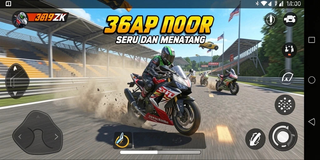 Tampilan seru balap motor di 369ZK saat gameplay.