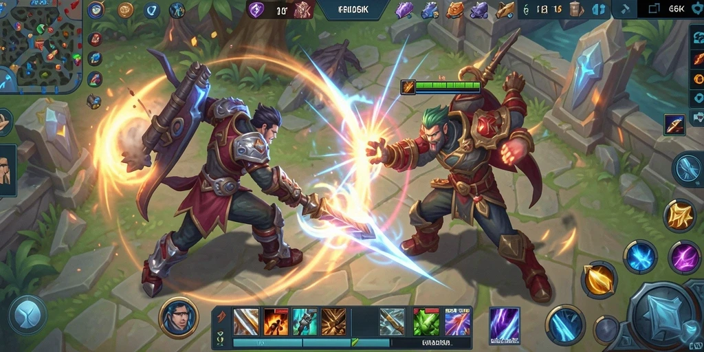 Tampilan pertarungan seru dalam gameplay MOBA 66K.