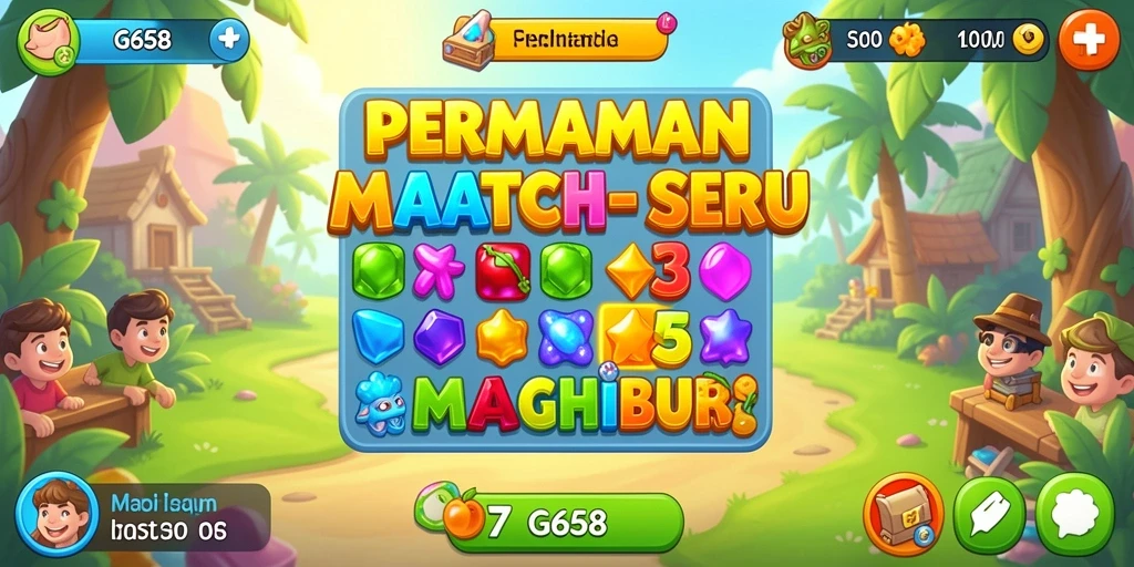 Screenshot gameplay G668 menampilkan aksi seru mencocokkan permata.