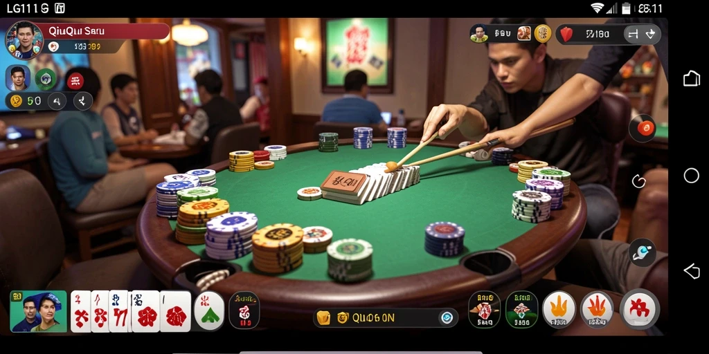 Screenshot menunjukkan gameplay QiuQiu yang seru dan kompetitif.