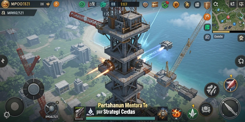 Tampilan screenshot MPO2121 menampilkan aksi pertahanan menara yang menegangkan.